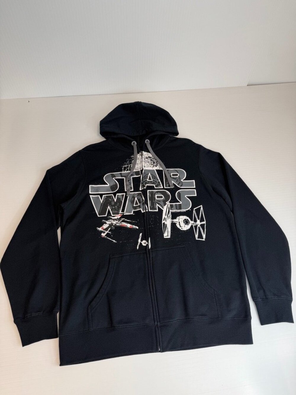 Star Wars Jacket Men Large Zip Hood Death Star X Wing Darth Vader Collect Gym Ex